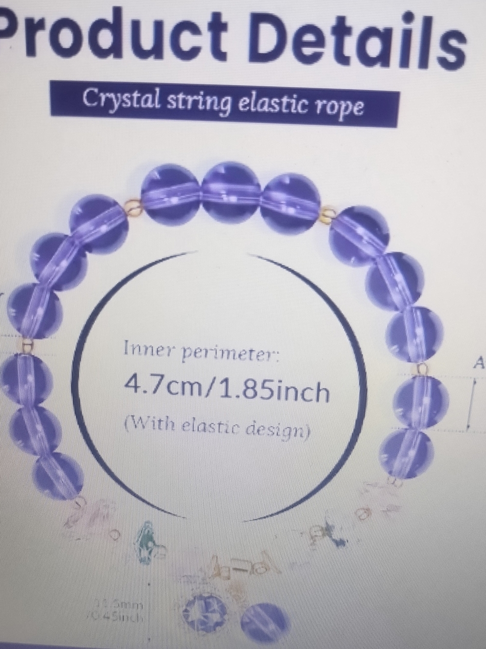Purple Crystal Bead Elastic Bracelet -